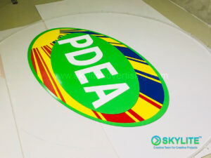 pdea logo signage with clear resin and lamination 3 1