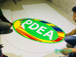 pdea logo signage with clear resin and lamination 4 1 1
