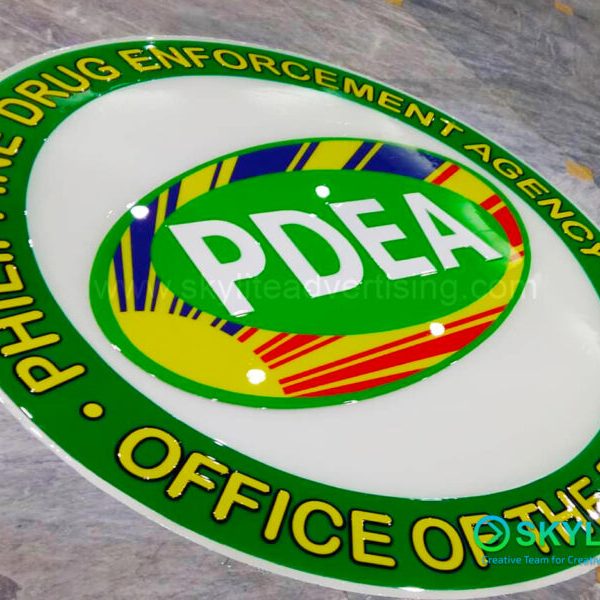 pdea logo signage with clear resin and lamination 8 1