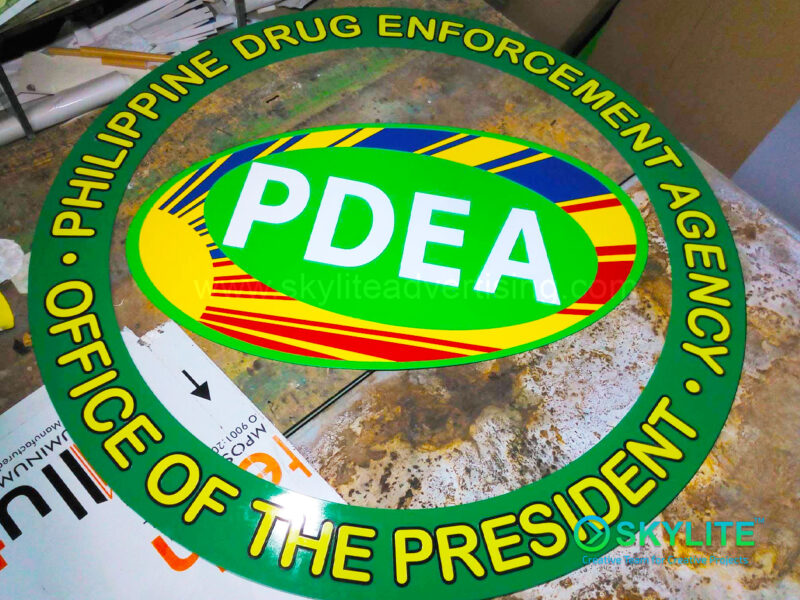 pdea logo signage with clear resin and lamination 9 1