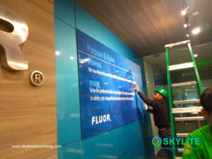 fluor reversed direct printed wall sign 2 1