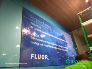 fluor reversed direct printed wall sign 3 1