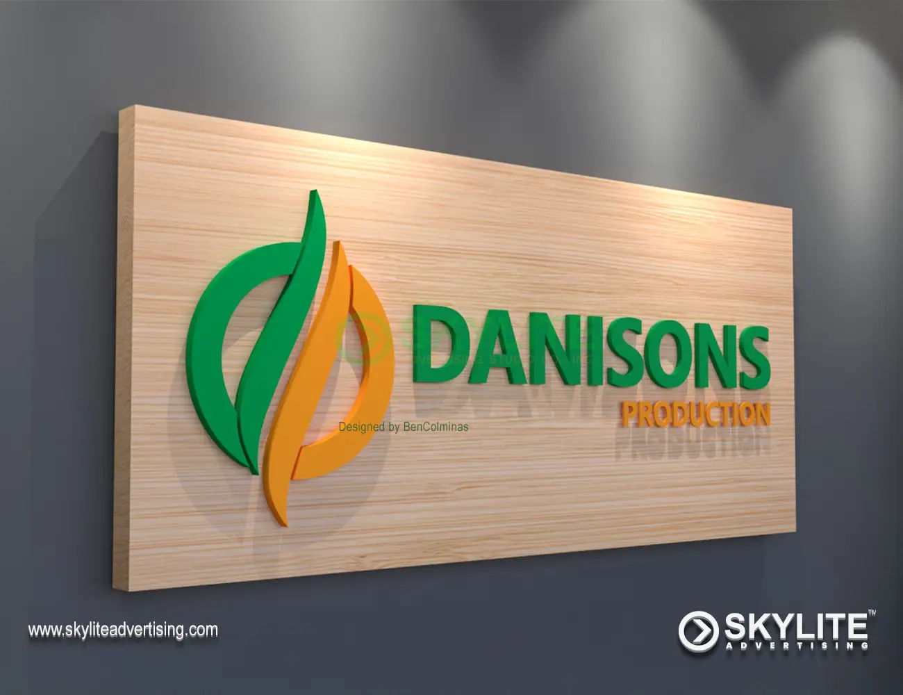 Company Lobby Sign with Backing and Cutout Letters
