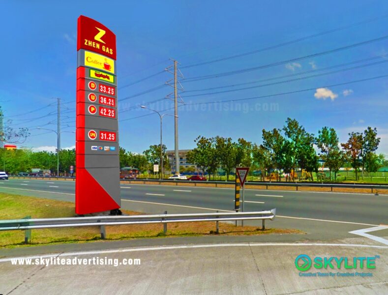 gasoline station pylon sign with price board 2 1