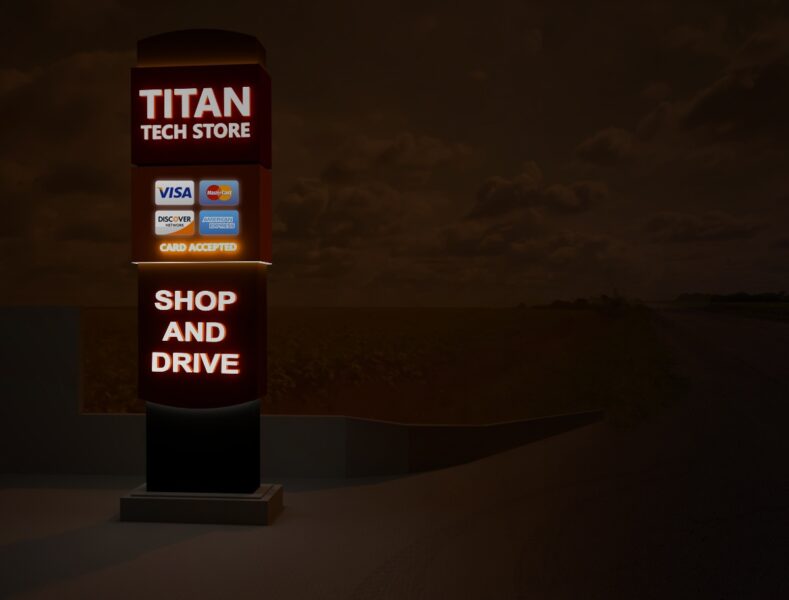 titan pylon sign night 1 2