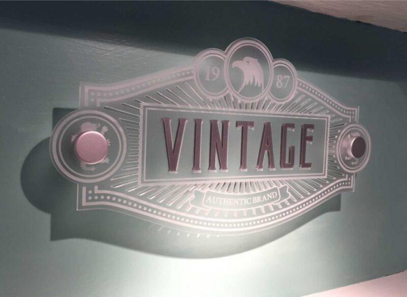 Laser etched frosted acrylic vintage wall logo with LED lighting 960x701 1 1