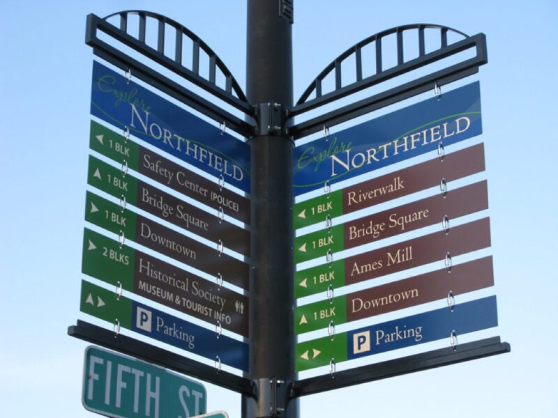 Metal Directional Sign with Metal Frame