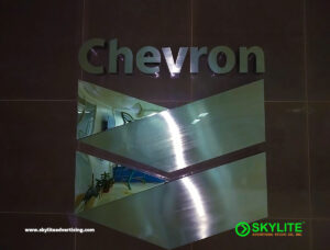 chevron stainless sign mirror hairline finish 02 1