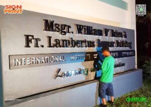 msgr william stainless sign 1