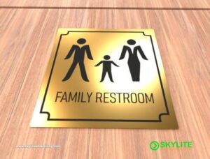 engraved brass metal family restroom sign 1