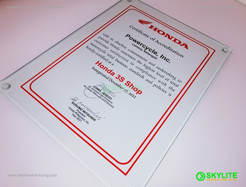 Glass Certificate UV Printing - Image 4