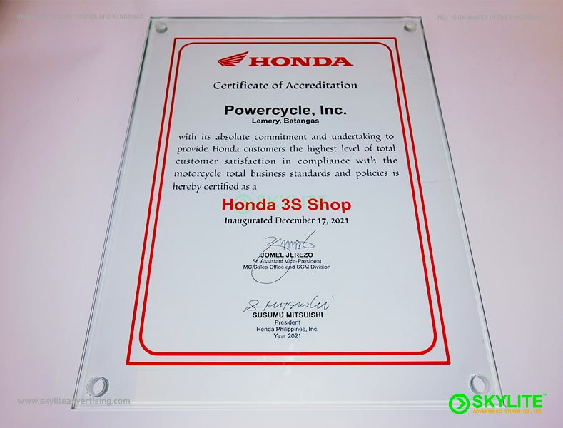 Glass Certificate UV Printing - Image 3
