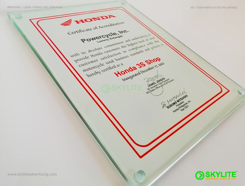 Glass Certificate UV Printing - Image 2