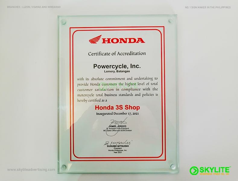 Glass Certificate UV Printing