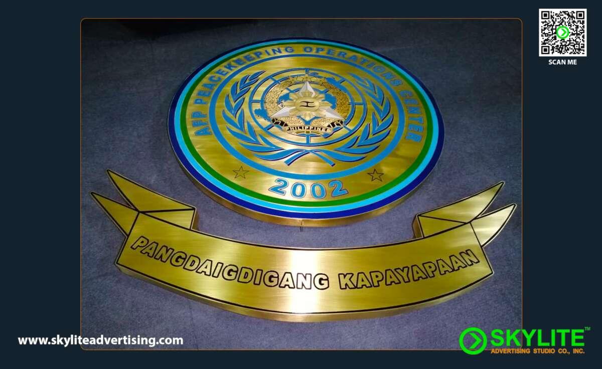 afp peacekeeping operations center brass etching sign 1