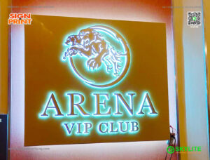 arena vip club custom made brass logo signage 02