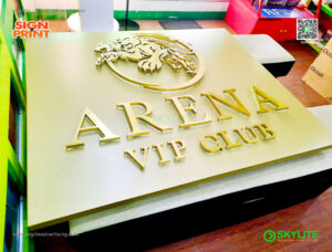 arena vip club custom made brass logo signage 04