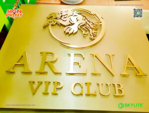 arena vip club custom made brass logo signage 05