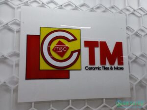 layered acrylic company lobby signage for ctm ceramic tiles more 3