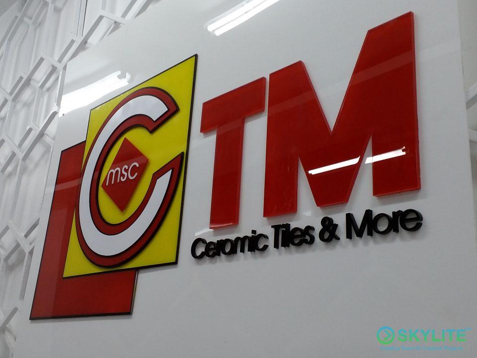 layered acrylic company lobby signage for ctm ceramic tiles more 5