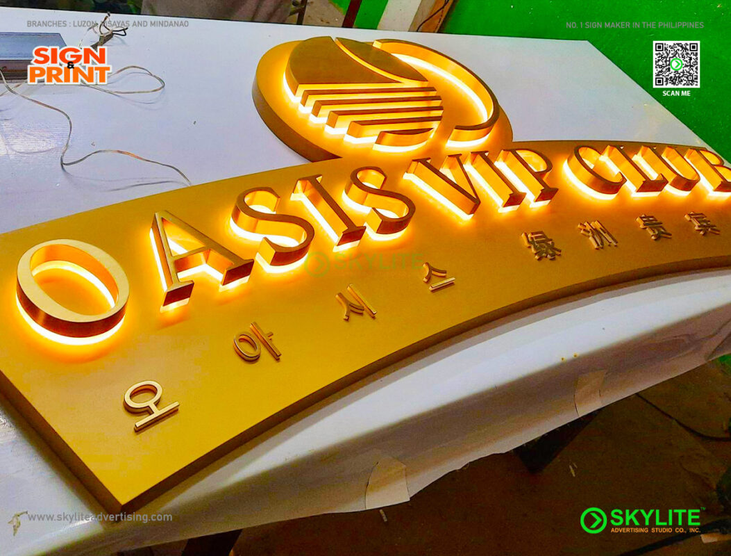oasis vip club custom made brass logo signage 03