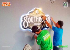 southboys lounge backlit stainless logo sign 2