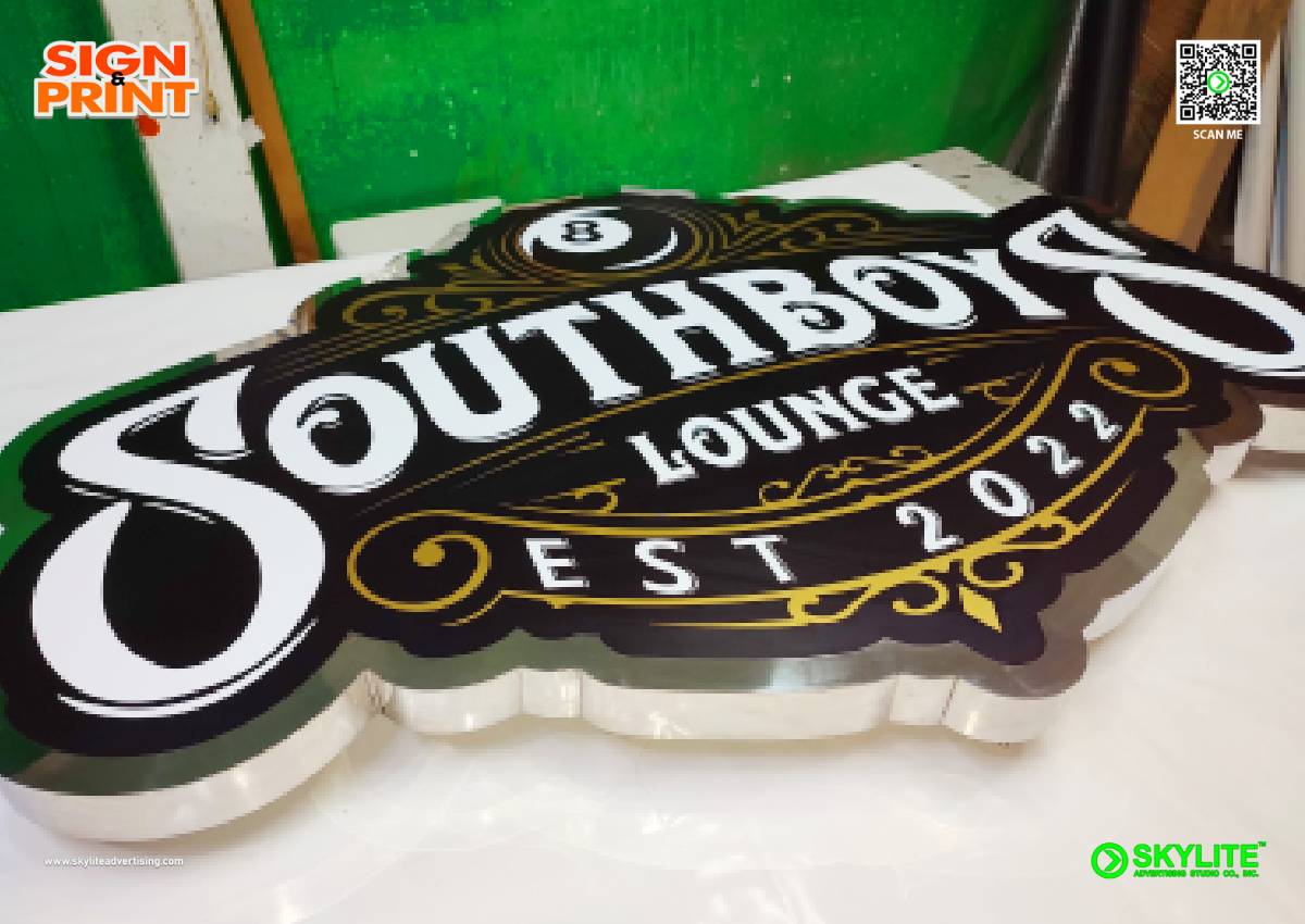 southboys lounge backlit stainless logo sign 4